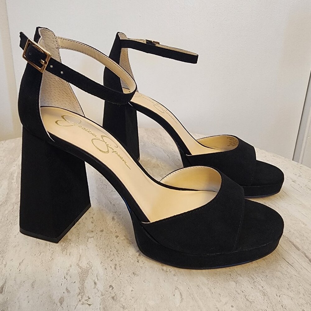 Jessica Simpson Womens Kaliah Ankle-Strap Blo Black Suede from Macy’s - c010 - Picture 2 of 7